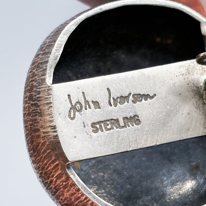 Estate Sterling Silver Brushed Pebble Clip-On Earrings by John Iversen