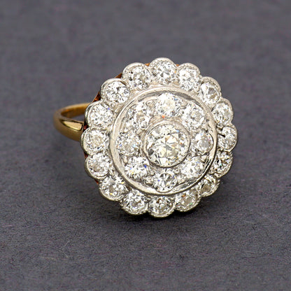 Estate Edwardian Platinum Over 18KT Yellow Gold and Diamond Ring