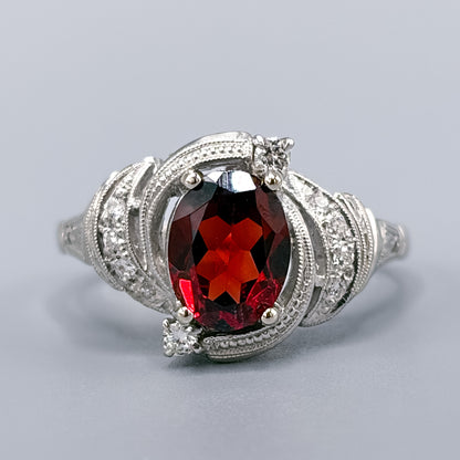 Fine Rubalite, Diamond & Platinum Ring