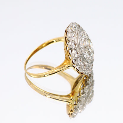 Estate Edwardian Platinum Over 18KT Yellow Gold and Diamond Ring