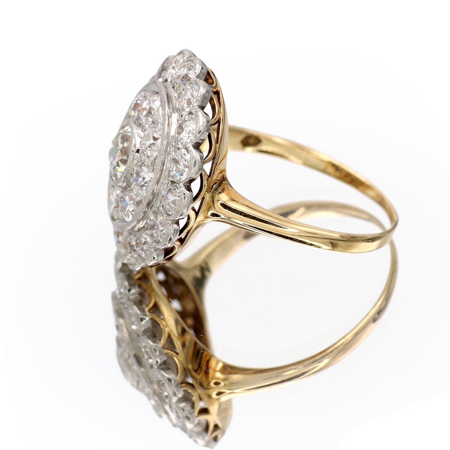 Estate Edwardian Platinum Over 18KT Yellow Gold and Diamond Ring