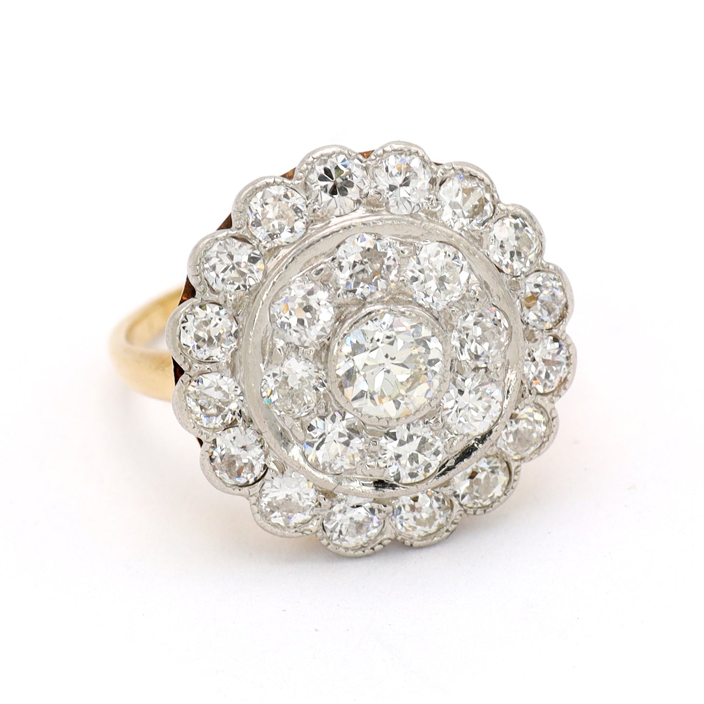 Estate Edwardian Platinum Over 18KT Yellow Gold and Diamond Ring