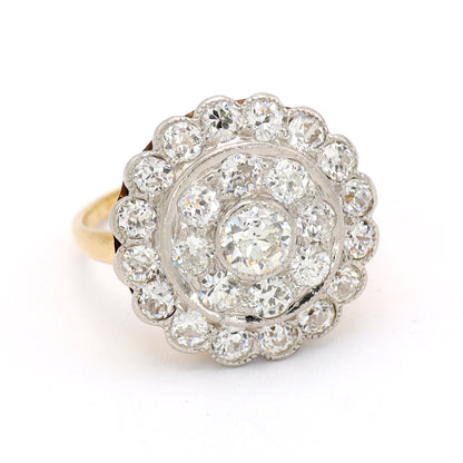 Estate Edwardian Platinum Over 18KT Yellow Gold and Diamond Ring