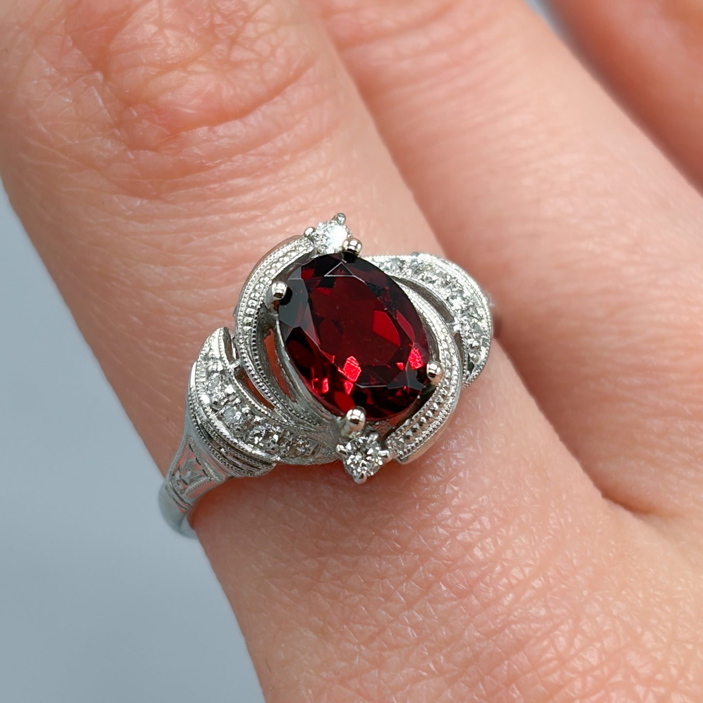 Fine Rubalite, Diamond & Platinum Ring
