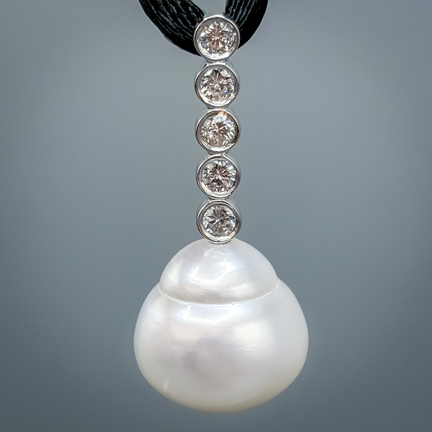 Large South Sea Baroque Pearl & 14k White Gold Diamond Pendant