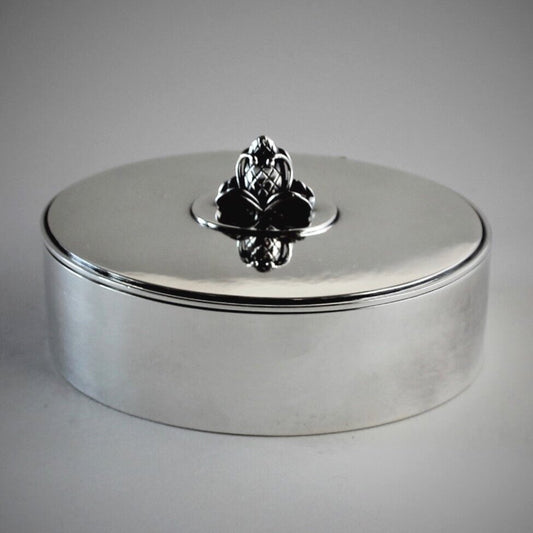 Georg Jensen Sterling Silver Oval Box with Pine Cone Finial, No.172R by Harald Nielsen