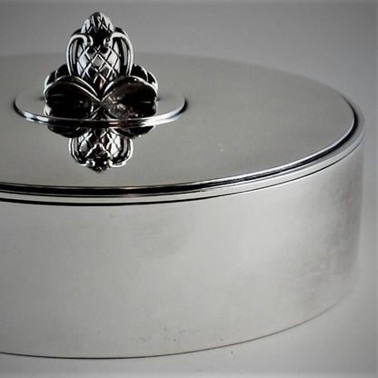 Georg Jensen Sterling Silver Oval Box with Pine Cone Finial, No.172R by Harald Nielsen