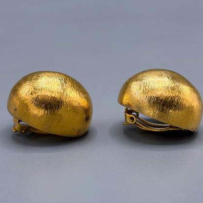 Estate Sterling Vermeil Brushed Pebble Clip- On Earrings by John Iversen