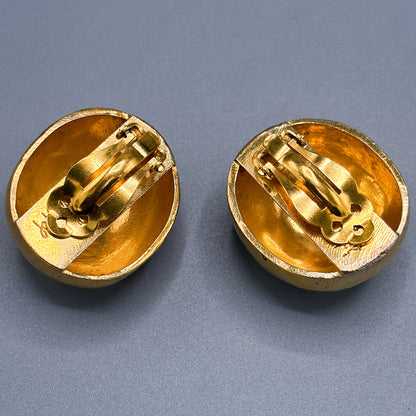 Estate Sterling Vermeil Brushed Pebble Clip- On Earrings by John Iversen