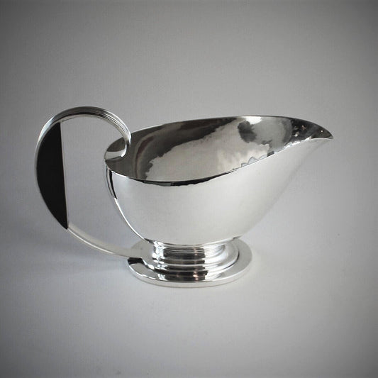 Estate Georg Jensen Sterling Silver Art Deco Sauce Boat with Ebony Handle by Gustav Pedersen No. 766