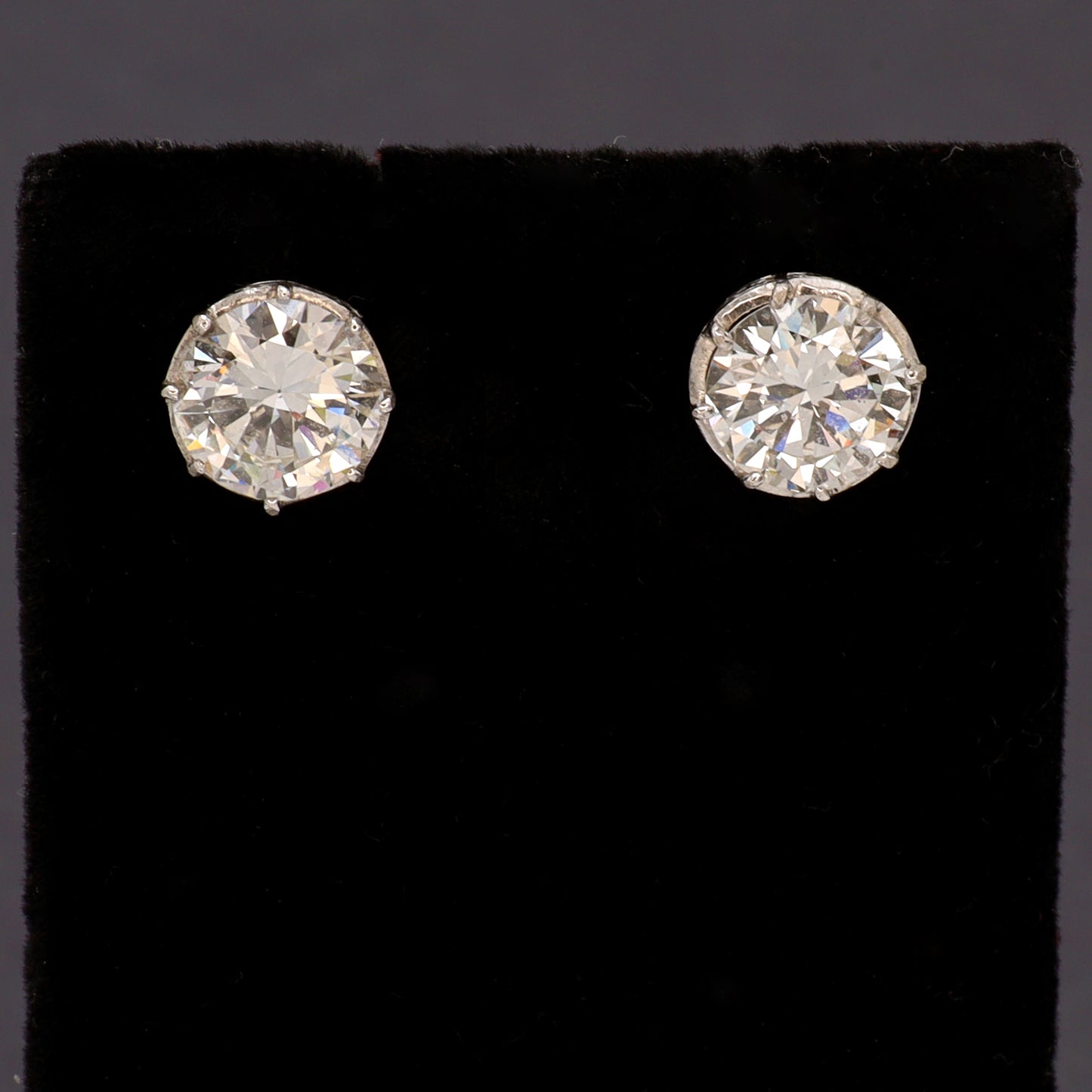 Estate 18k White Gold Old Mine Diamond Earrings with Filigree Bezel