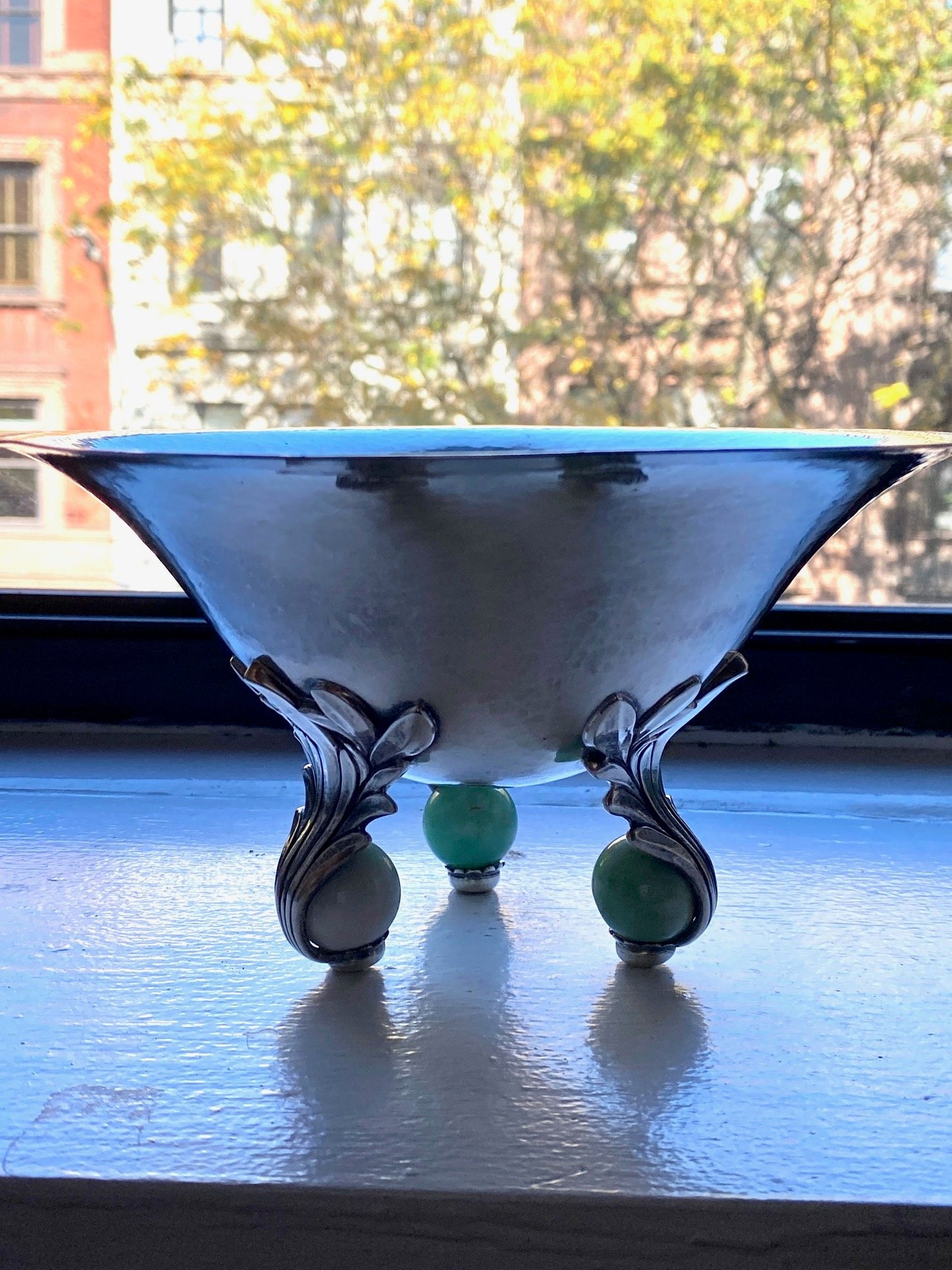 Erik Magnussen Sterling Silver Bowl with Jade Feet