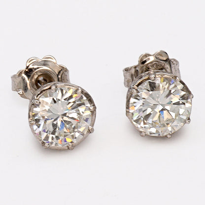 Estate 18k White Gold Old Mine Diamond Earrings with Filigree Bezel