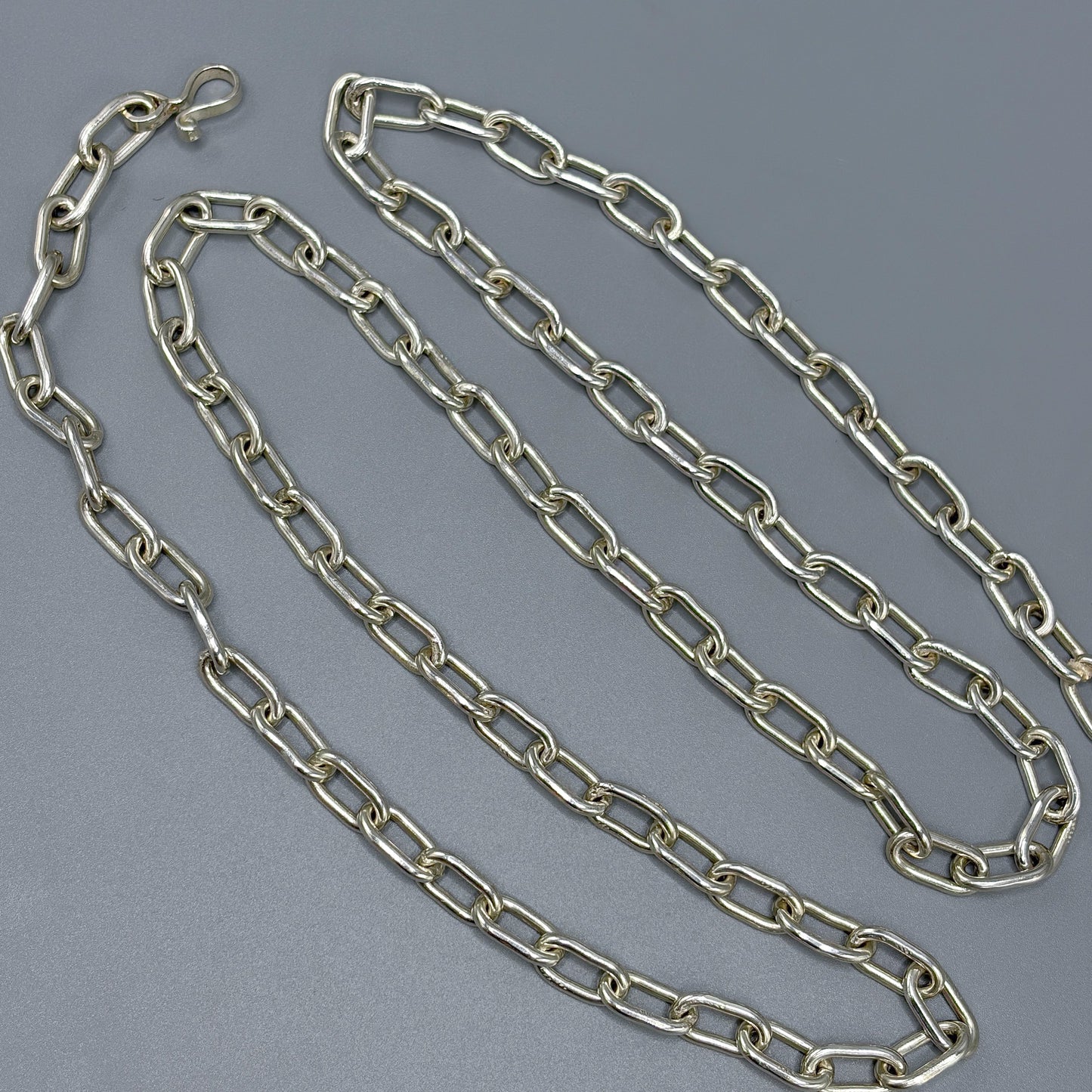 Estate Long Sterling Silver Long Link Chain Necklace