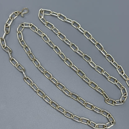 Estate Long Sterling Silver Long Link Chain Necklace