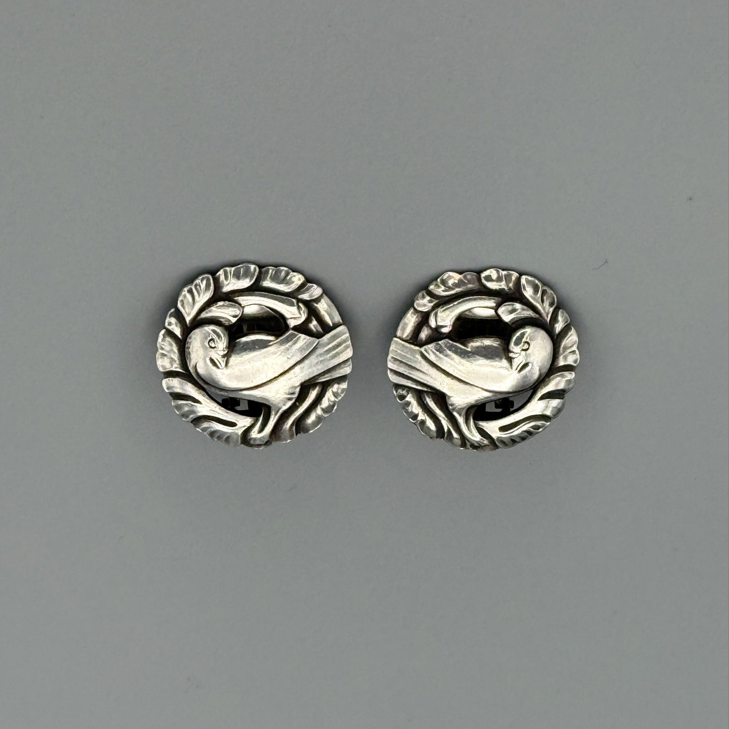 Estate Georg Jensen Sterling Silver "Bird" Earrings by Kristian Møhl-Hansen No. 66