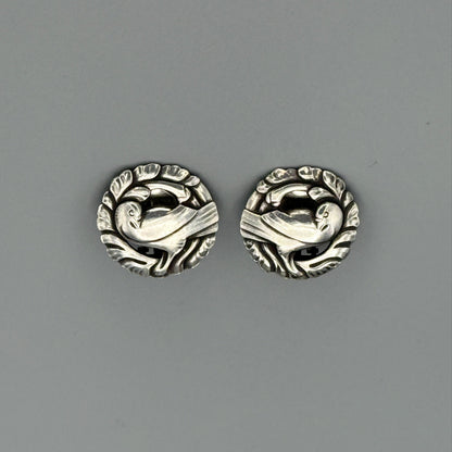 Estate Georg Jensen Sterling Silver "Bird" Earrings by Kristian Møhl-Hansen No. 66