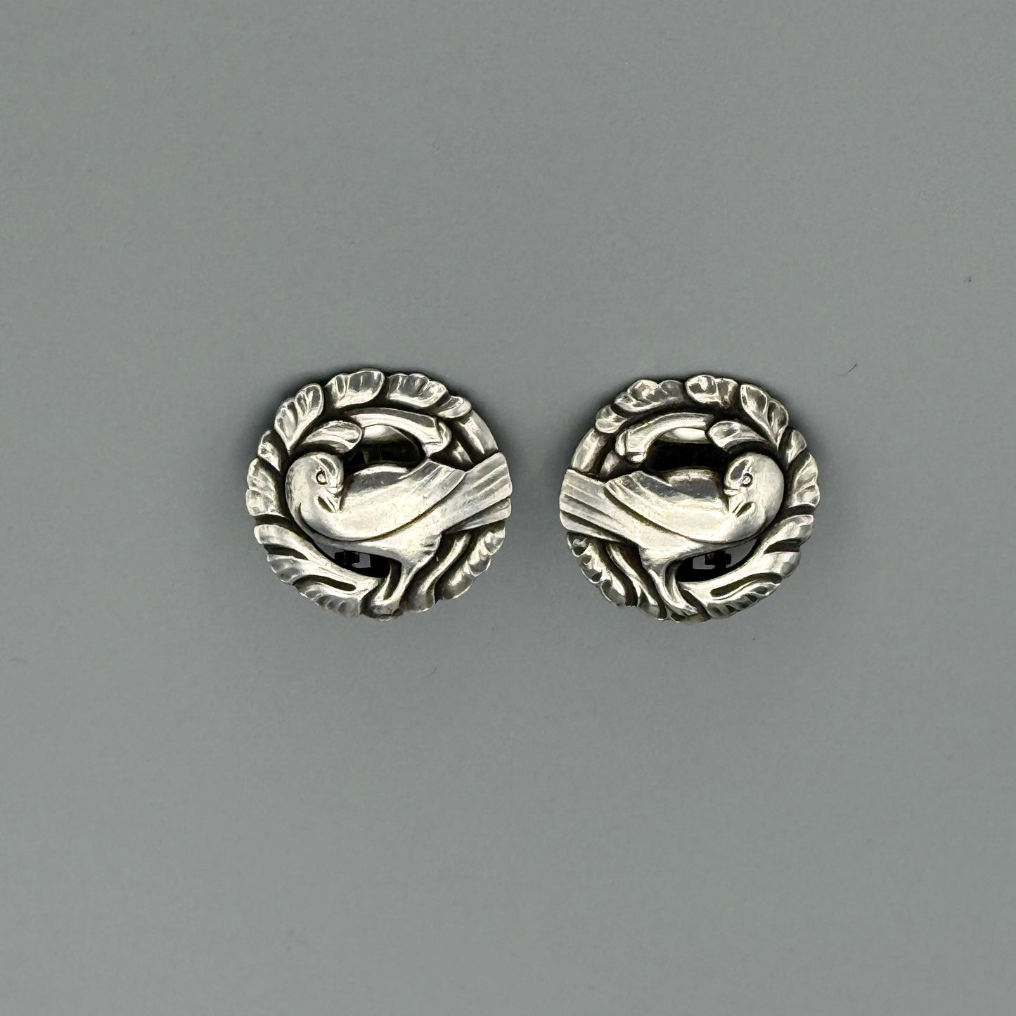Estate Georg Jensen Sterling Silver "Bird" Earrings by Kristian Møhl-Hansen No. 66
