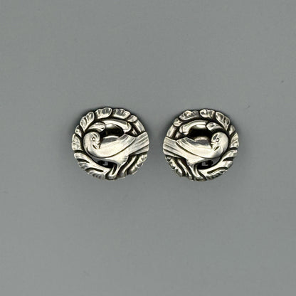 Estate Georg Jensen Sterling Silver "Bird" Earrings by Kristian Møhl-Hansen No. 66