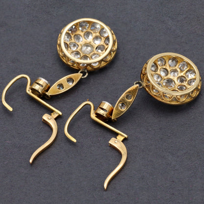 Estate Edwardian Platinum Over 18KT Yellow Gold and Old Mine Diamond Earrings