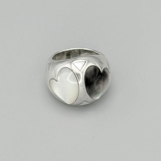 Estate Sterling Silver Double-Heart Ring