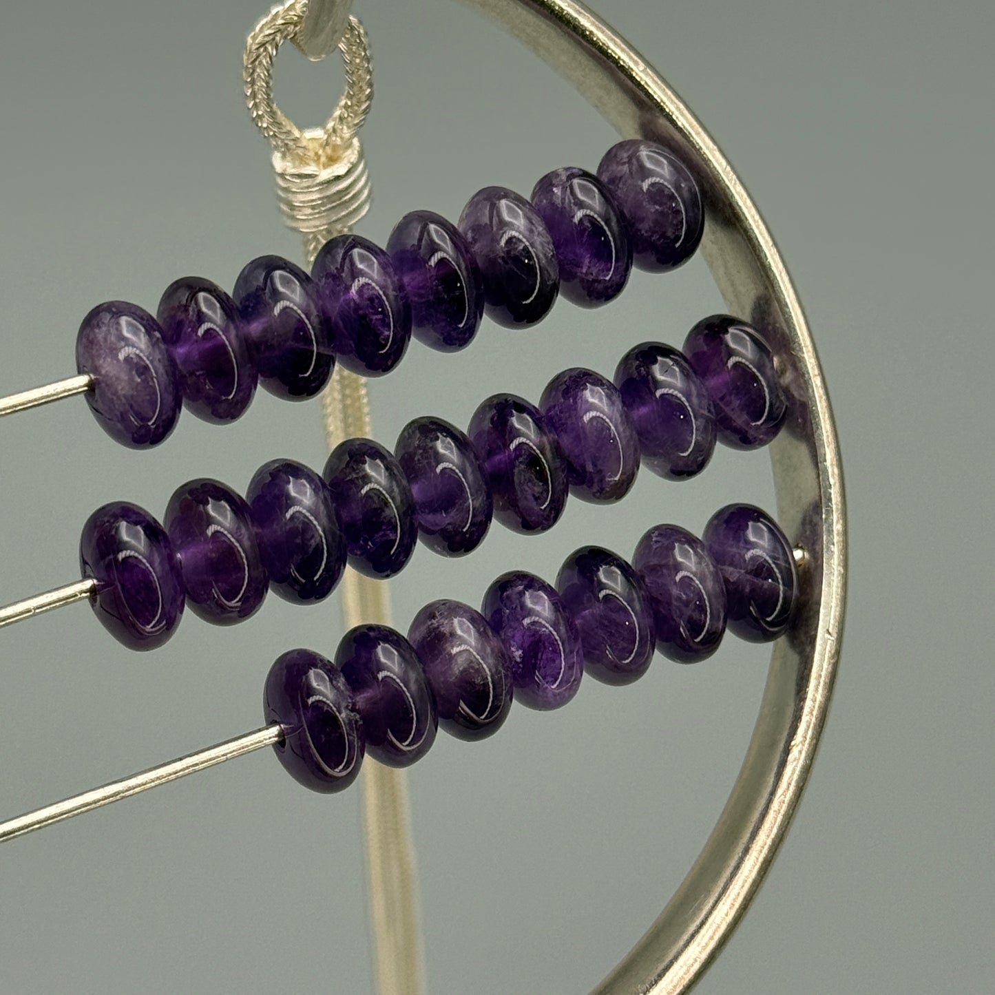 Estate Jean Paul Gaultier Sterling Silver and Amethyst Abacus Medallion Necklace