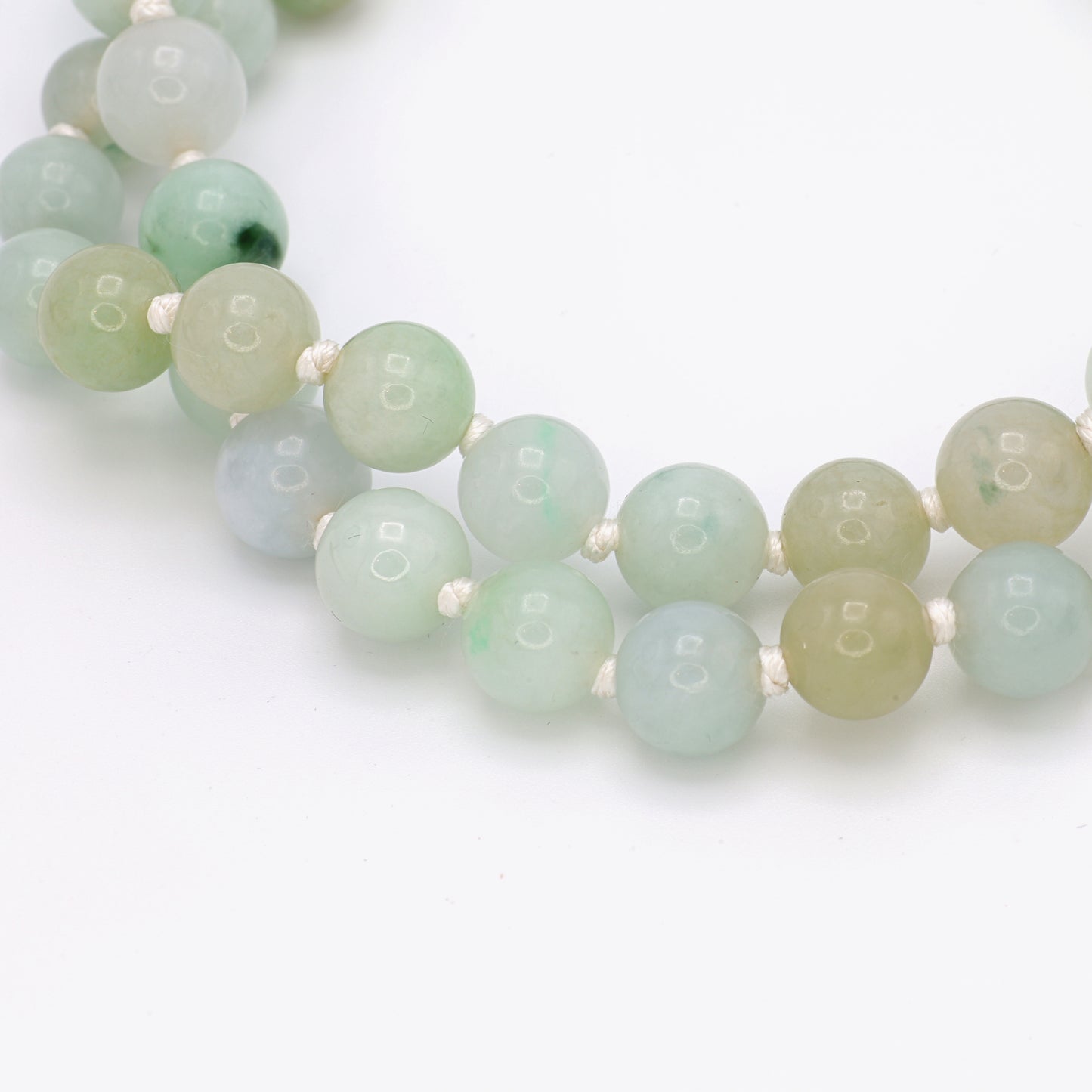 Estate Light Green Jadeite Long Bead Necklace