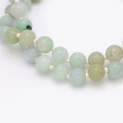 Estate Light Green Jadeite Long Bead Necklace
