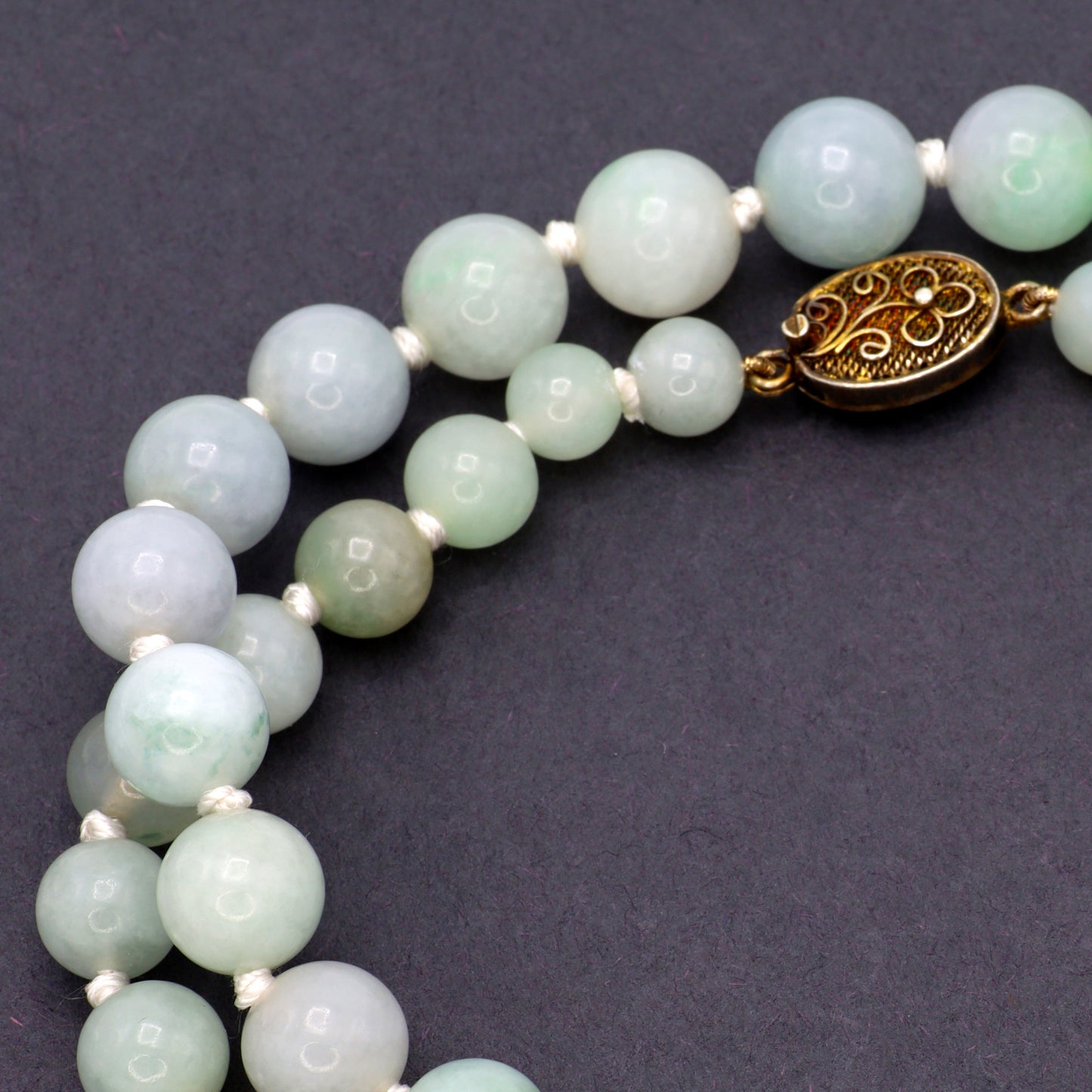 Estate Light Green Jadeite Long Bead Necklace