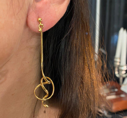 Pair of Georg Jensen 18K "Forget-Me-Knot" Drop Earrings Designed By Vivianna Torun