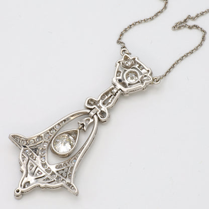 Estate Edwardian Diamond Platinum Pendant Necklace
