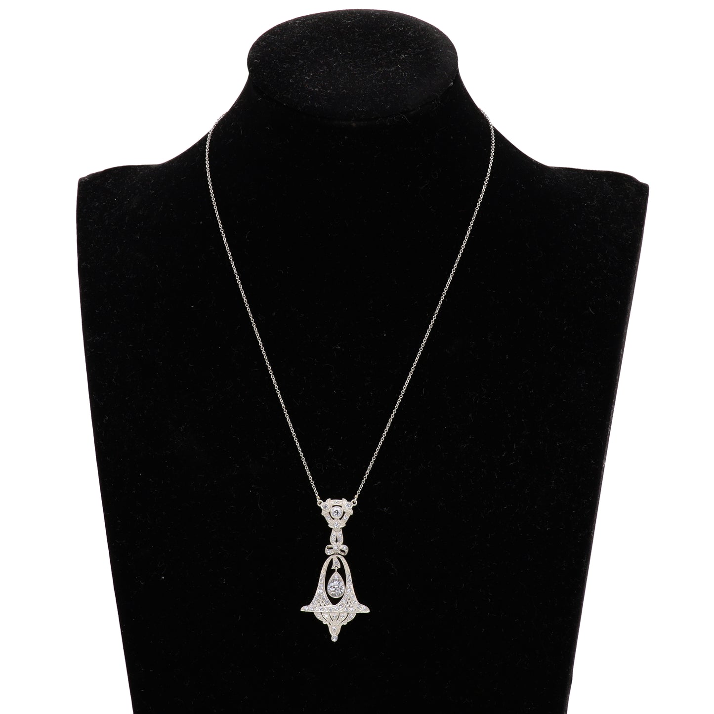 Estate Edwardian Diamond Platinum Pendant Necklace