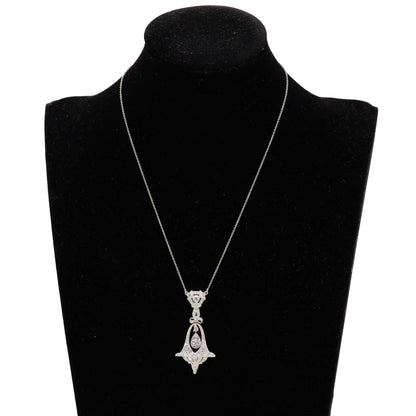 Estate Edwardian Diamond Platinum Pendant Necklace