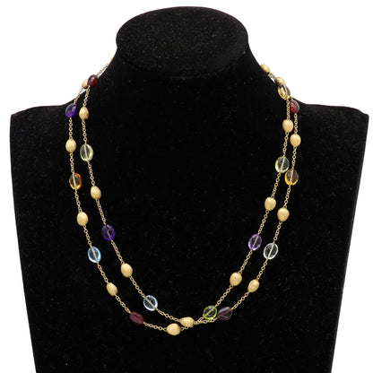Estate Marco Bicego 18k Yellow Gold Bean and Mixed Gemstone Long Necklace