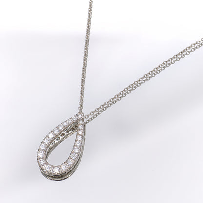 Estate 18KT White Gold Kwiat Contorno Diamond Open Teardrop Pendant Necklace