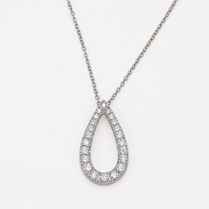 Estate 18KT White Gold Kwiat Contorno Diamond Open Teardrop Pendant Necklace