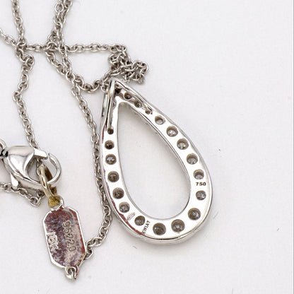 Estate 18KT White Gold Kwiat Contorno Diamond Open Teardrop Pendant Necklace