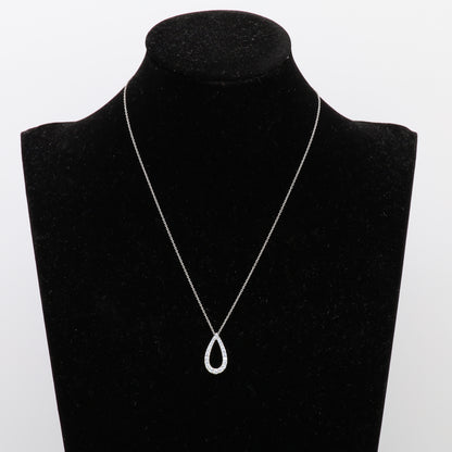 Estate 18KT White Gold Kwiat Contorno Diamond Open Teardrop Pendant Necklace