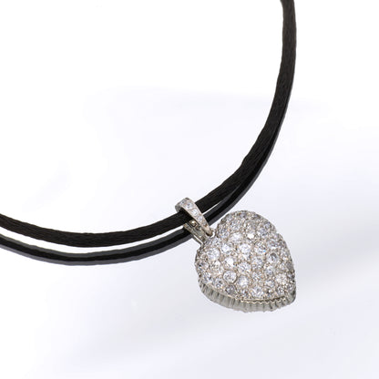 Estate Edwardian Platinum and Diamond Heart Pendant Necklace
