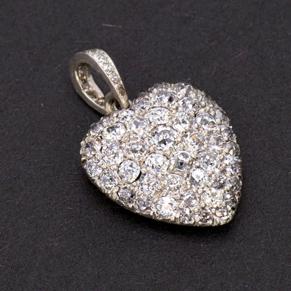 Estate Edwardian Platinum and Diamond Heart Pendant Necklace