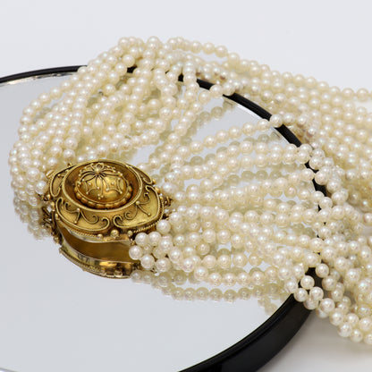 Estate Gump's Multi Strand Pearl Necklace with 14kt Gold Clasp