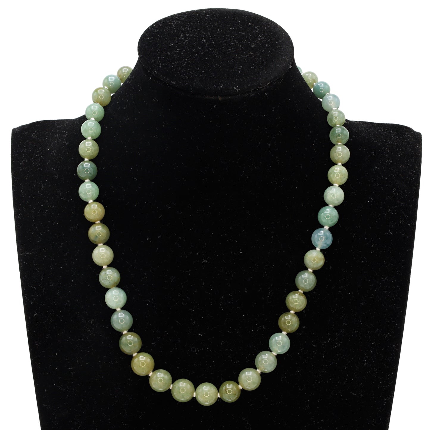 Estate Antique Grey-Green Graduated Jadeite Bead Necklace
