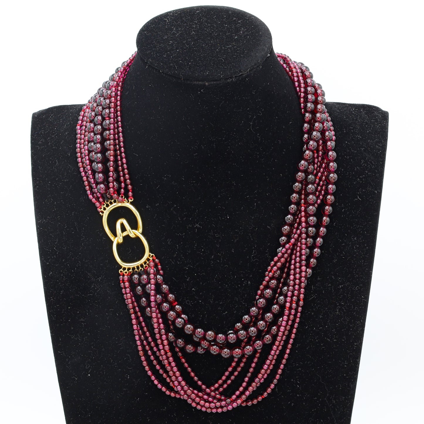 Estate Tiffany & Co. Multi Strand Garnet Necklace with 18KT Gold Clasp