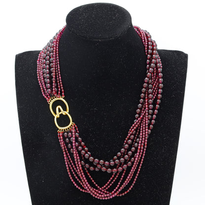 Estate Tiffany & Co. Multi Strand Garnet Necklace with 18KT Gold Clasp