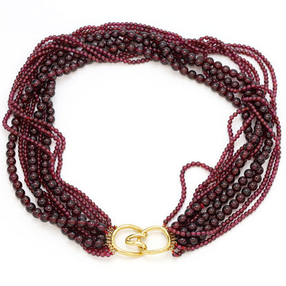 Estate Tiffany & Co. Multi Strand Garnet Necklace with 18KT Gold Clasp