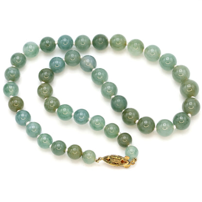 Estate Blueish Grey Jadeite Graduated Bead Necklace