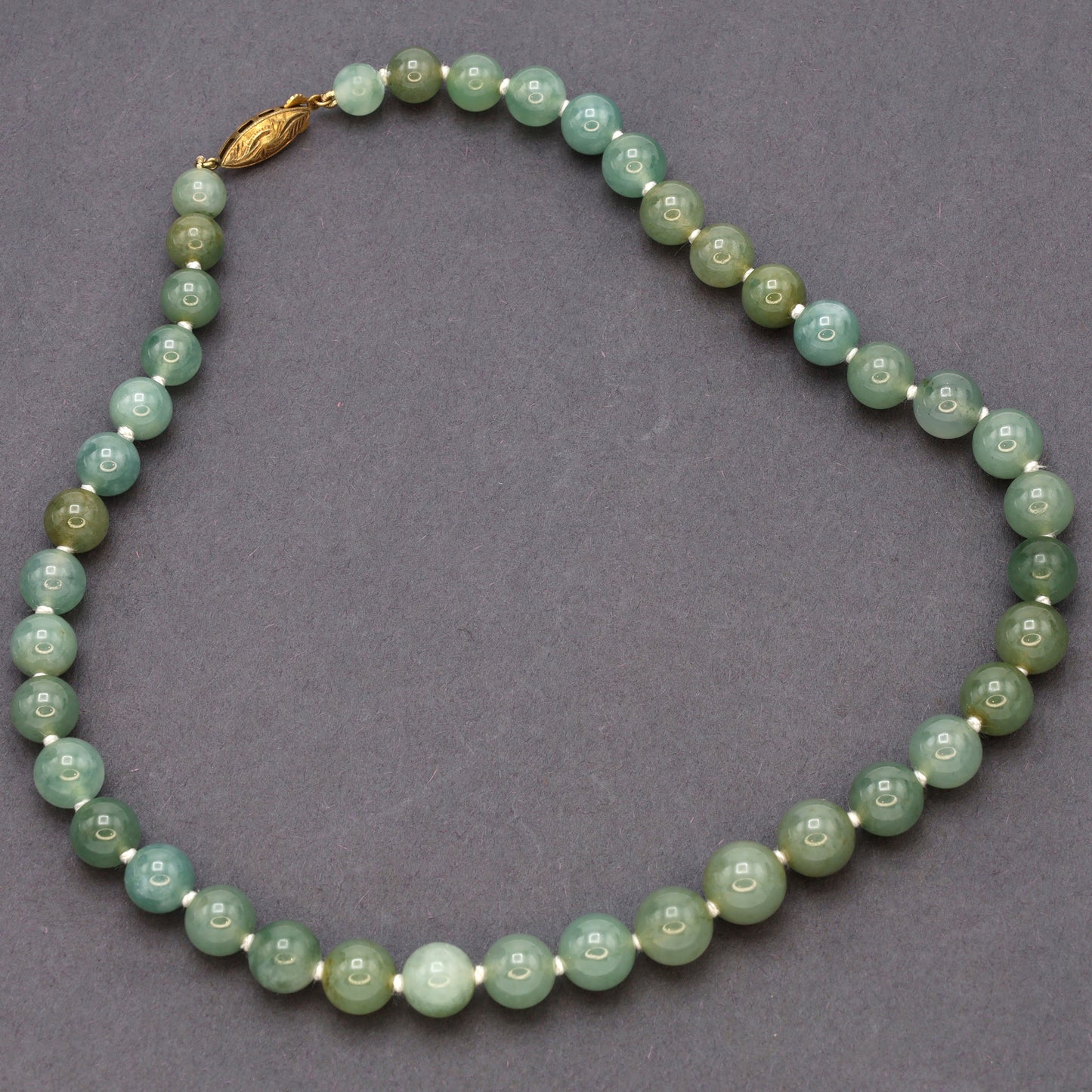Estate Blueish Grey Jadeite Graduated Bead Necklace