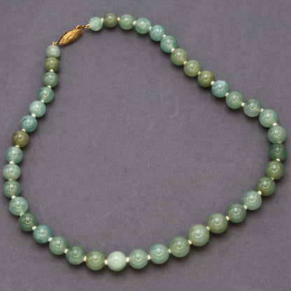 Estate Blueish Grey Jadeite Graduated Bead Necklace