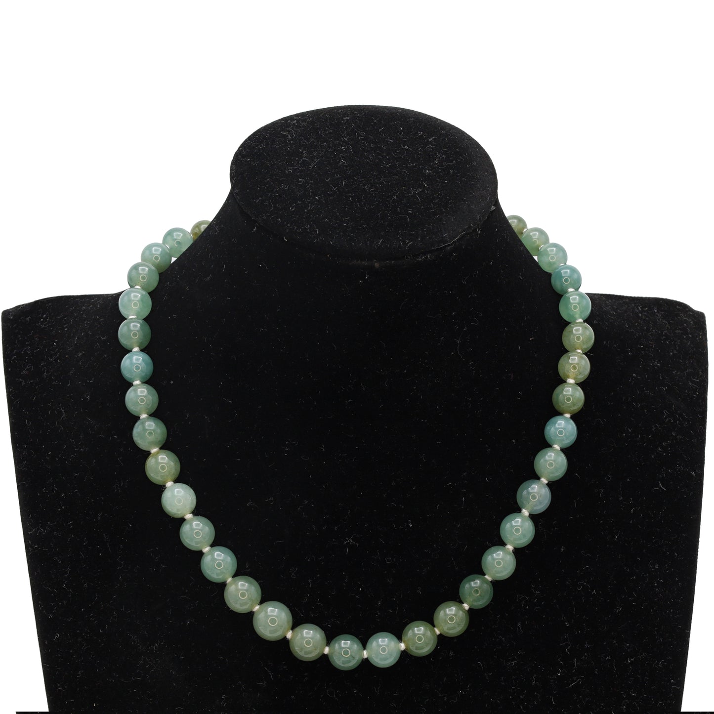 Estate Blueish Grey Jadeite Graduated Bead Necklace