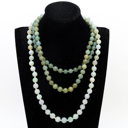 Estate Antique Grey-Green Graduated Jadeite Bead Necklace